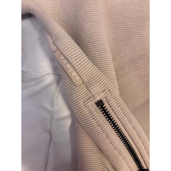 Varley Ribbed Funnel Neck Sweatshirt – Taupe, Size Medium - Picture 5 of 9